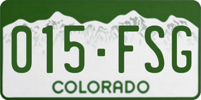 CO license plate 015FSG