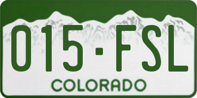 CO license plate 015FSL