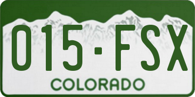 CO license plate 015FSX