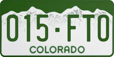 CO license plate 015FTO