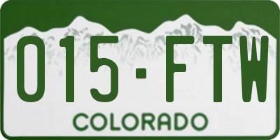 CO license plate 015FTW