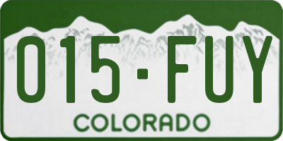 CO license plate 015FUY