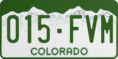 CO license plate 015FVM