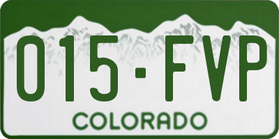 CO license plate 015FVP