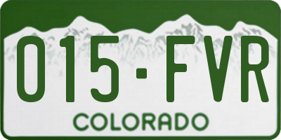 CO license plate 015FVR