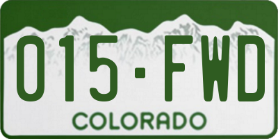 CO license plate 015FWD