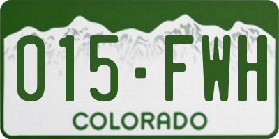 CO license plate 015FWH