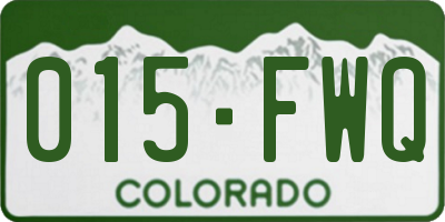 CO license plate 015FWQ