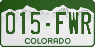 CO license plate 015FWR