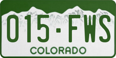 CO license plate 015FWS