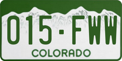 CO license plate 015FWW