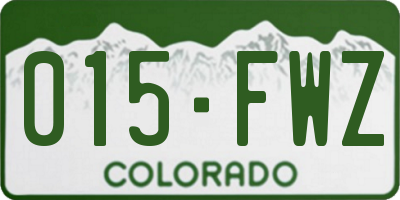 CO license plate 015FWZ