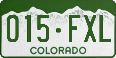 CO license plate 015FXL