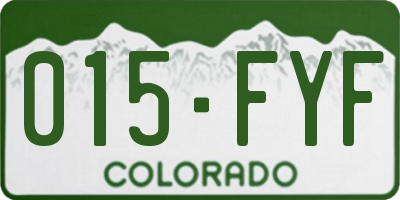CO license plate 015FYF
