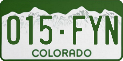 CO license plate 015FYN