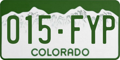 CO license plate 015FYP