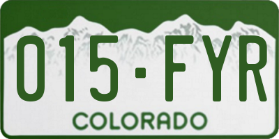 CO license plate 015FYR
