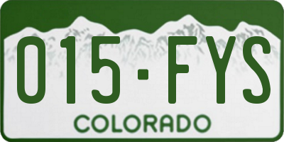 CO license plate 015FYS