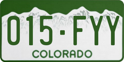 CO license plate 015FYY