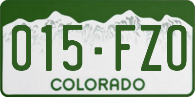 CO license plate 015FZO