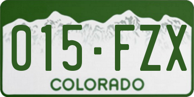 CO license plate 015FZX