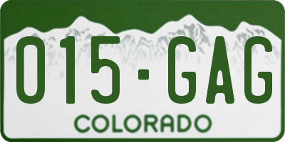 CO license plate 015GAG
