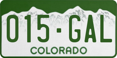 CO license plate 015GAL
