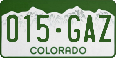 CO license plate 015GAZ