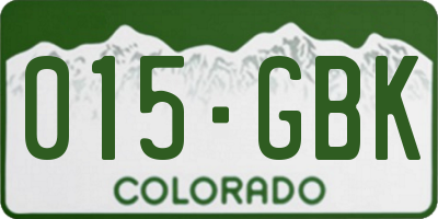 CO license plate 015GBK