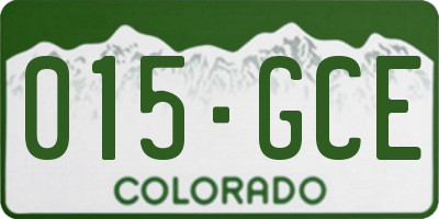 CO license plate 015GCE