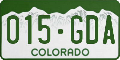 CO license plate 015GDA