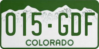 CO license plate 015GDF