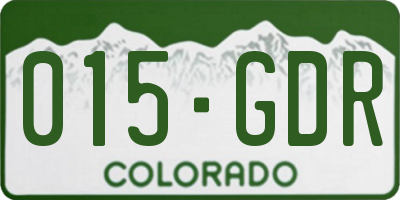 CO license plate 015GDR