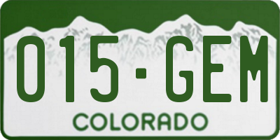 CO license plate 015GEM