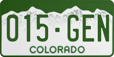 CO license plate 015GEN