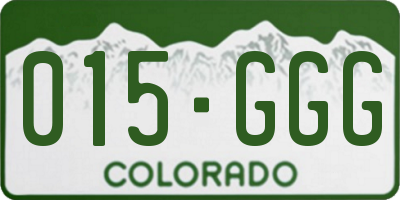 CO license plate 015GGG