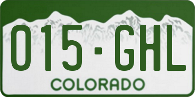 CO license plate 015GHL