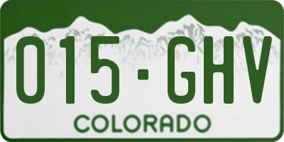 CO license plate 015GHV