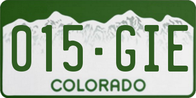 CO license plate 015GIE