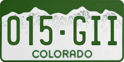 CO license plate 015GII