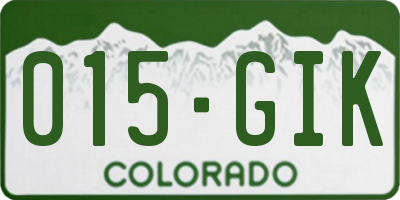CO license plate 015GIK