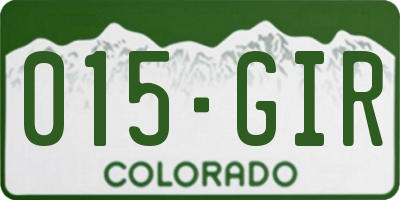 CO license plate 015GIR