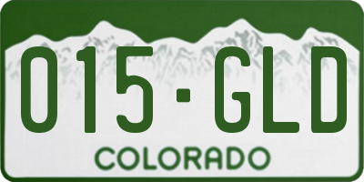 CO license plate 015GLD