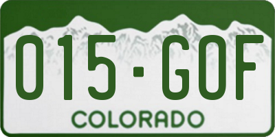 CO license plate 015GOF