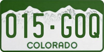 CO license plate 015GOQ