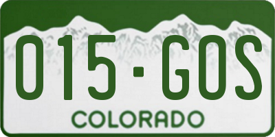 CO license plate 015GOS