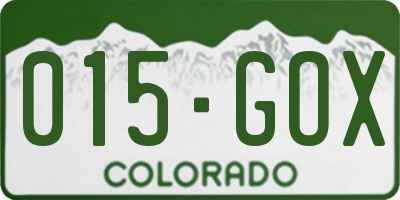 CO license plate 015GOX