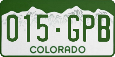 CO license plate 015GPB