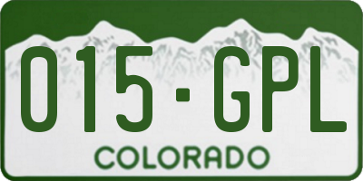 CO license plate 015GPL