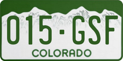CO license plate 015GSF